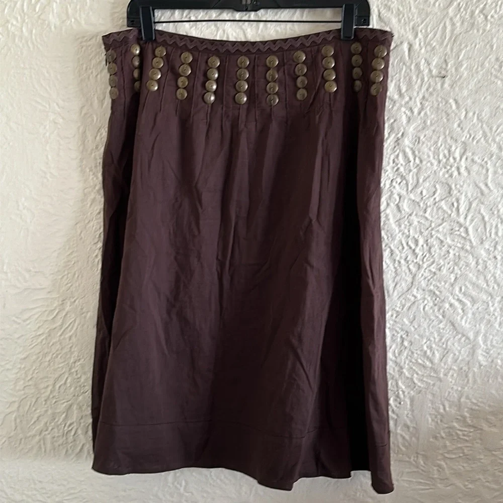 Tory Burch Brown Metal Embellishments A-Line Skirt 12